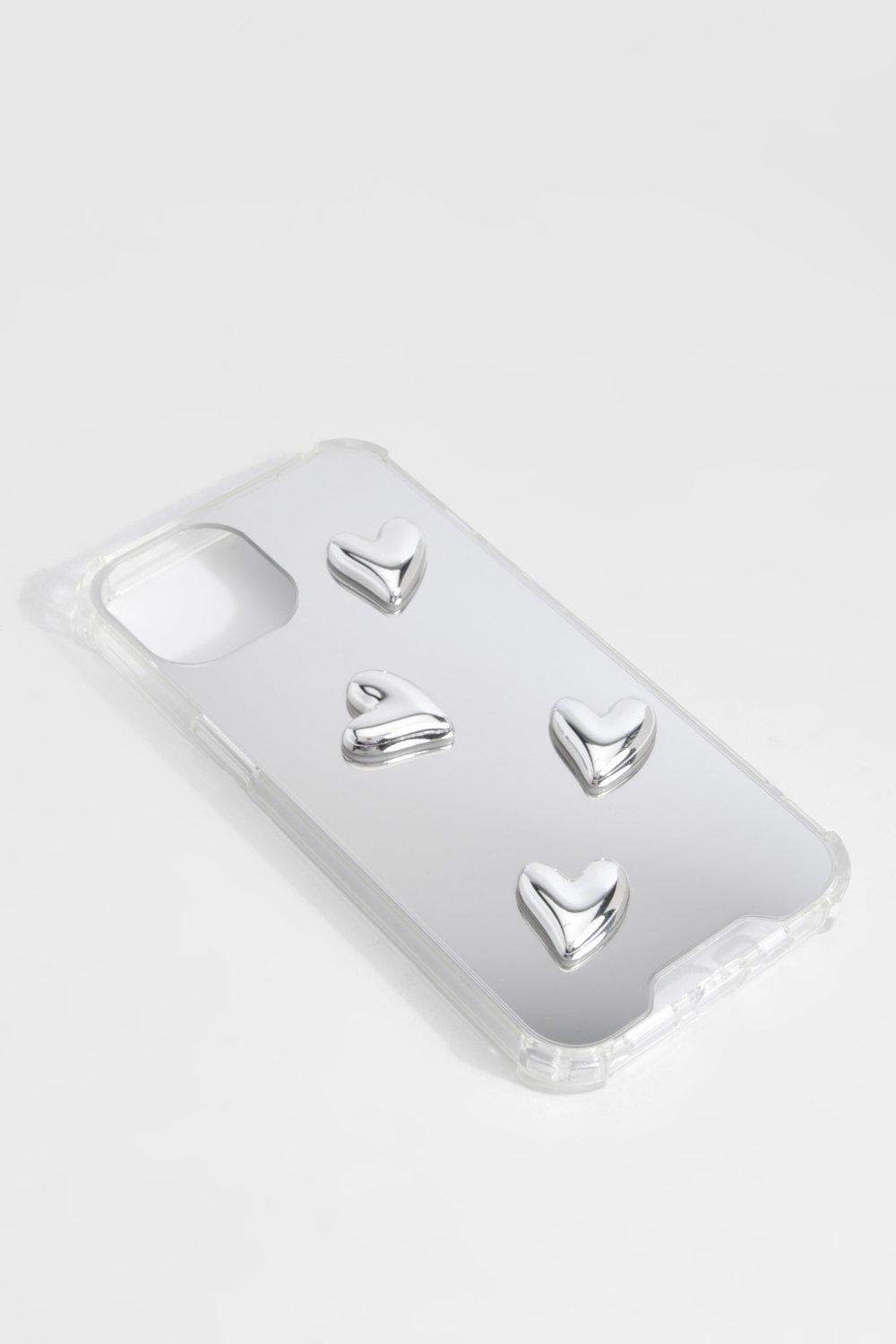 Metallic Mirrored Heart Detail Phone Case