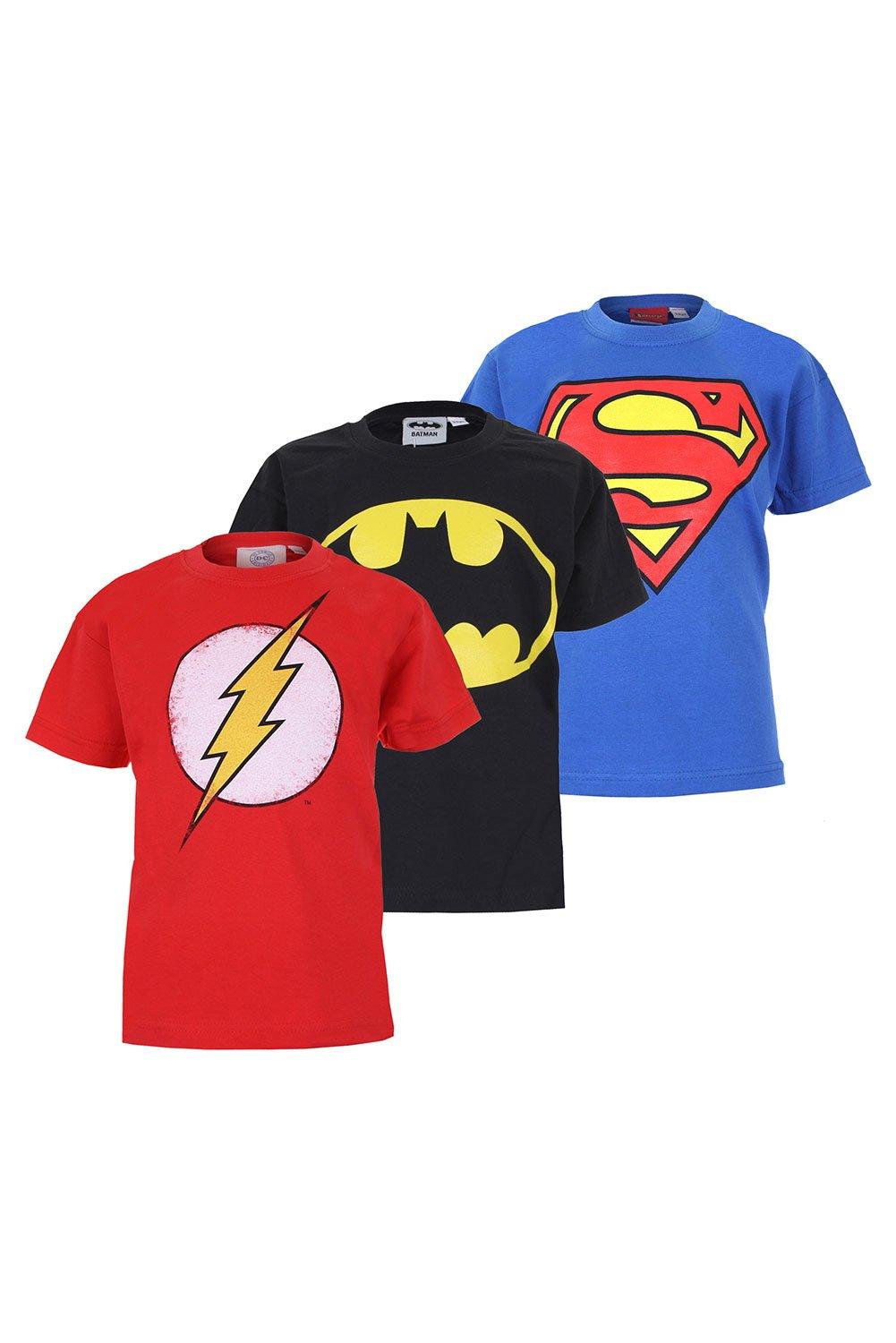 Superman & Batman & The Flash Logo 3 Pack Cotton T-Shirt