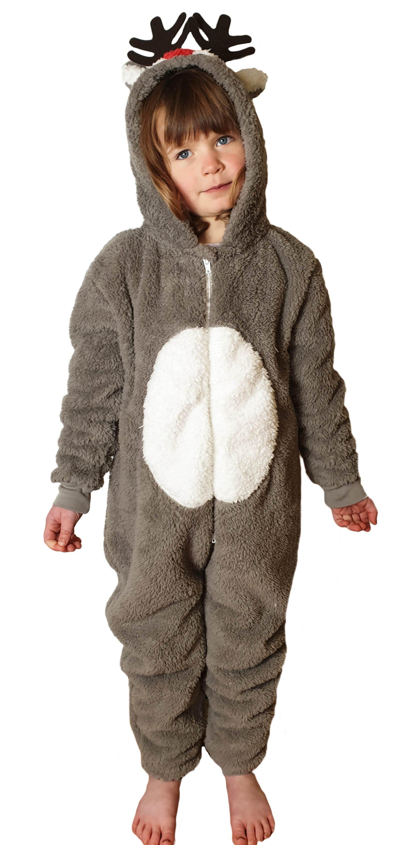 Super Soft Fleece Reindeer Onesie Playsuit with Tail Age 8-9