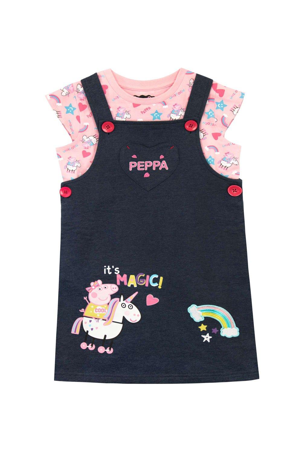Unicorn And Rainbows Pinafore Dress With Front Pocket