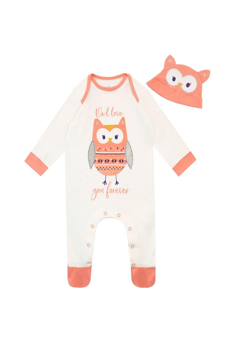 Baby Owl Love You Forever Sleepsuit and Hat Set