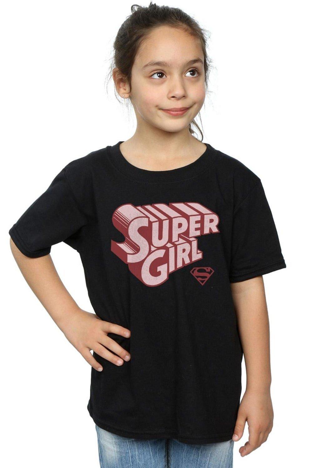 Supergirl Retro Logo Cotton T-Shirt
