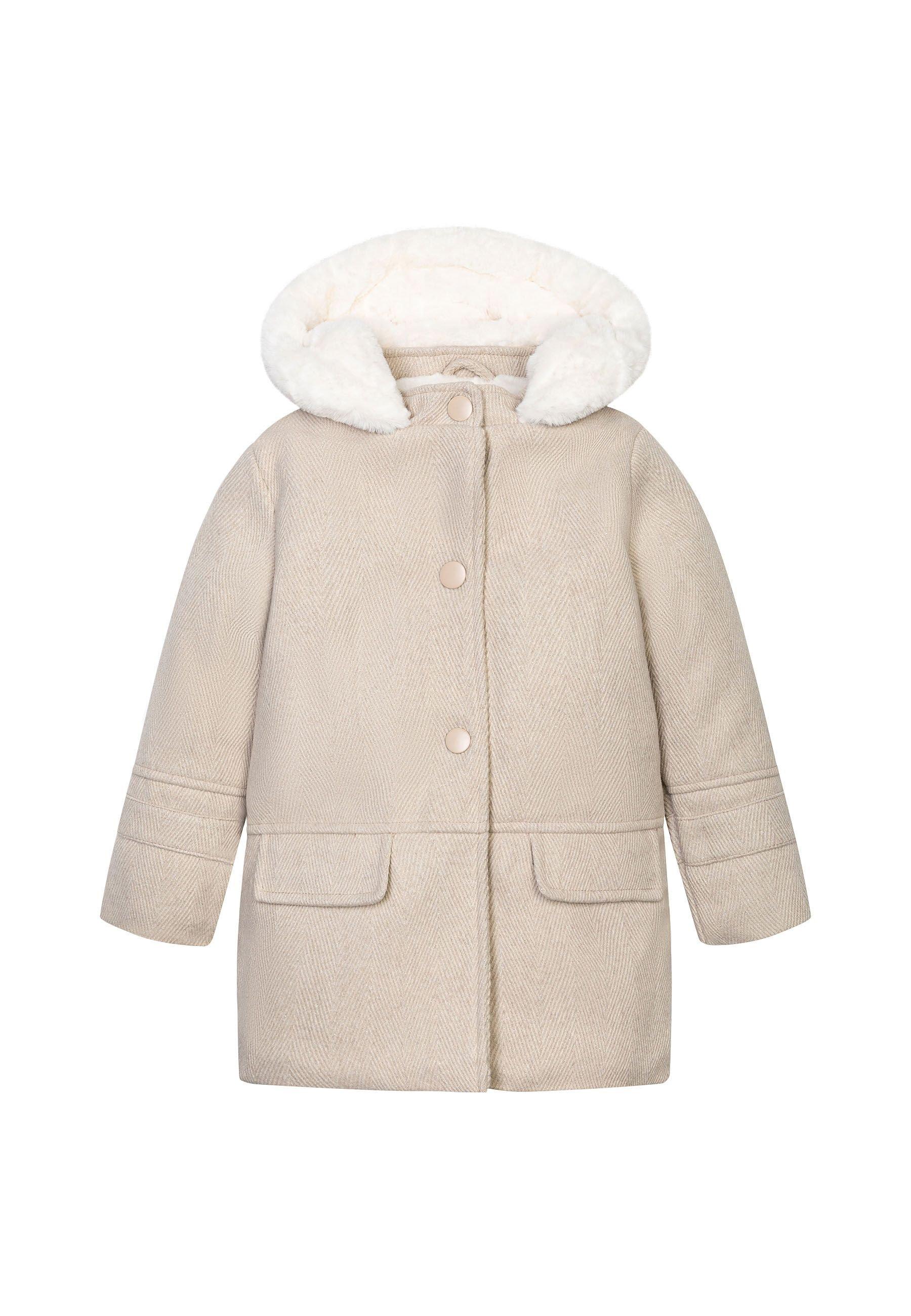 Fur Trimmed Hooded Coat