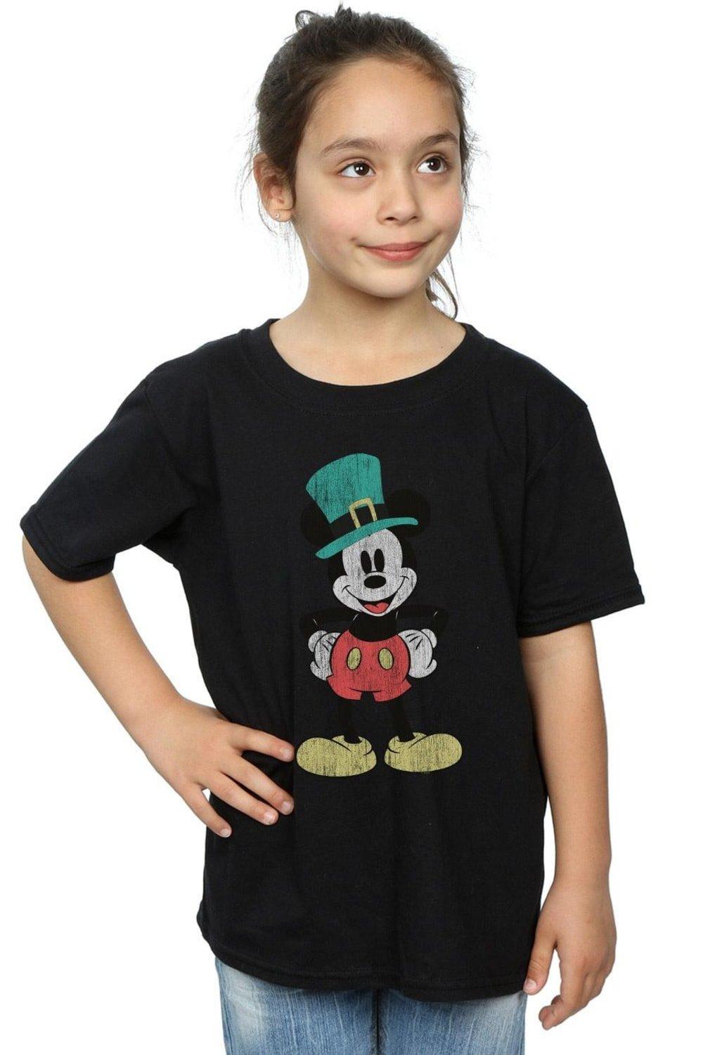 Mickey Mouse Leprechaun Hat Cotton T-Shirt