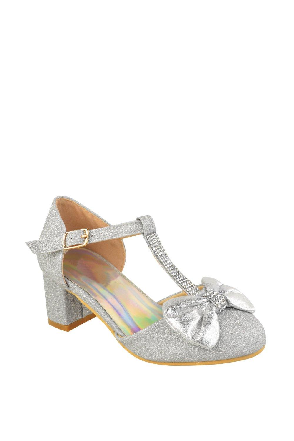 ’Chava’ Mid High Heel Sandals With Bow & Diamante Detail