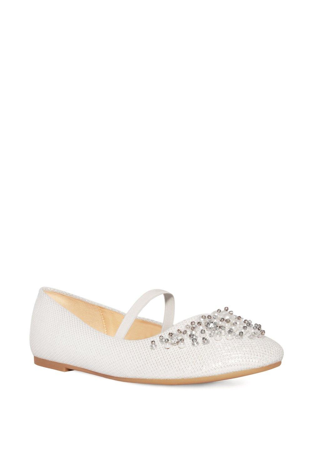 ’Libbie’ Pearl & Diamante Embellished Flatform Shoes