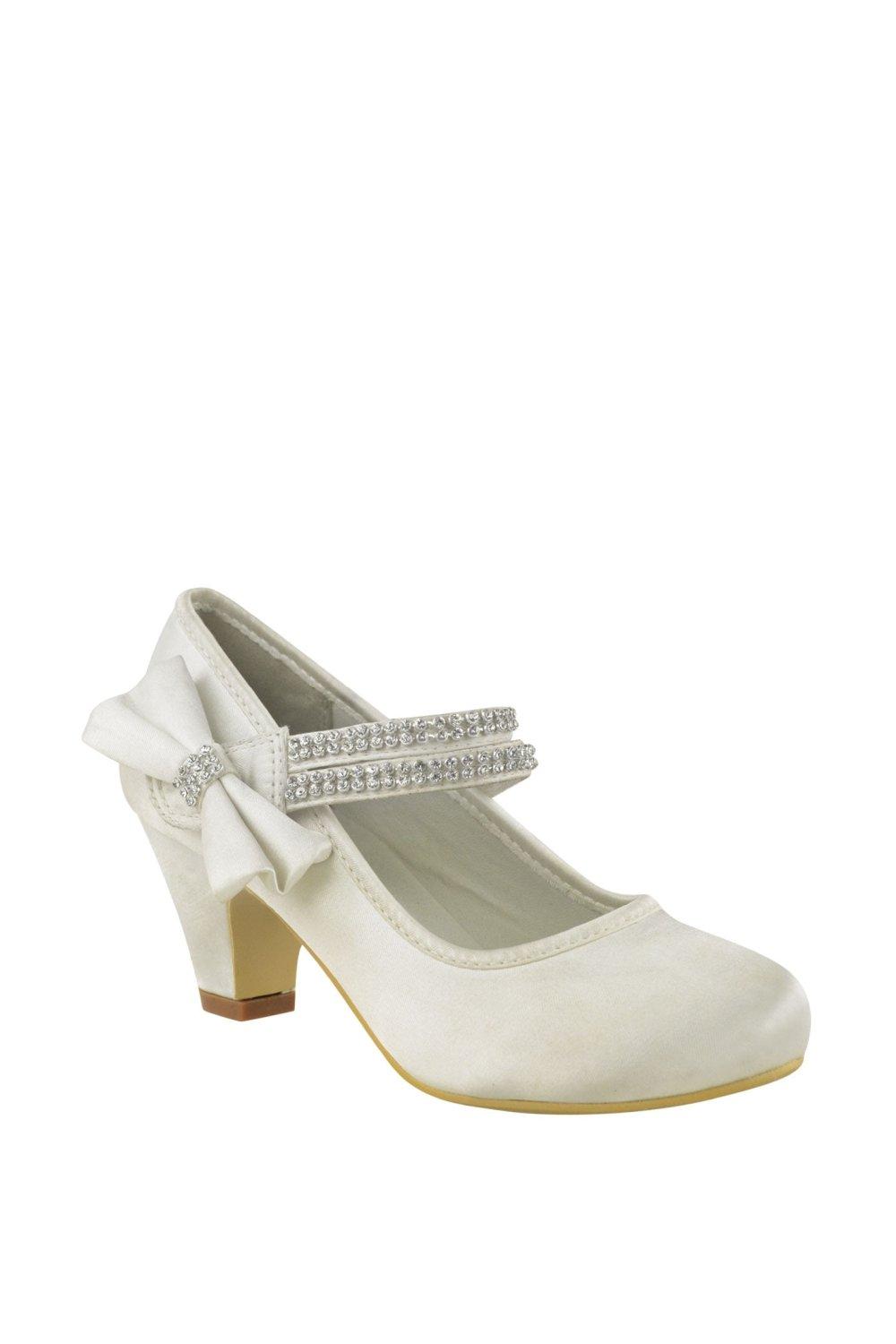 ’Adla’ Mid High Heel Court Shoes With Double Diamante Strap