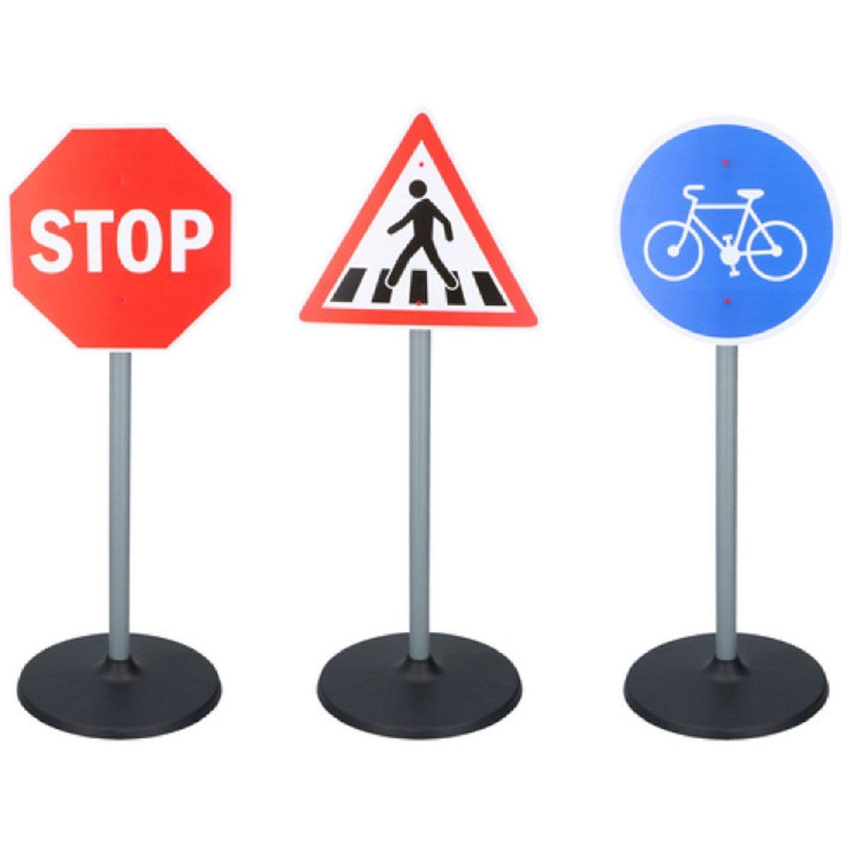 Traffic Signs Playset for Childrens 3pcs D25x65cm
