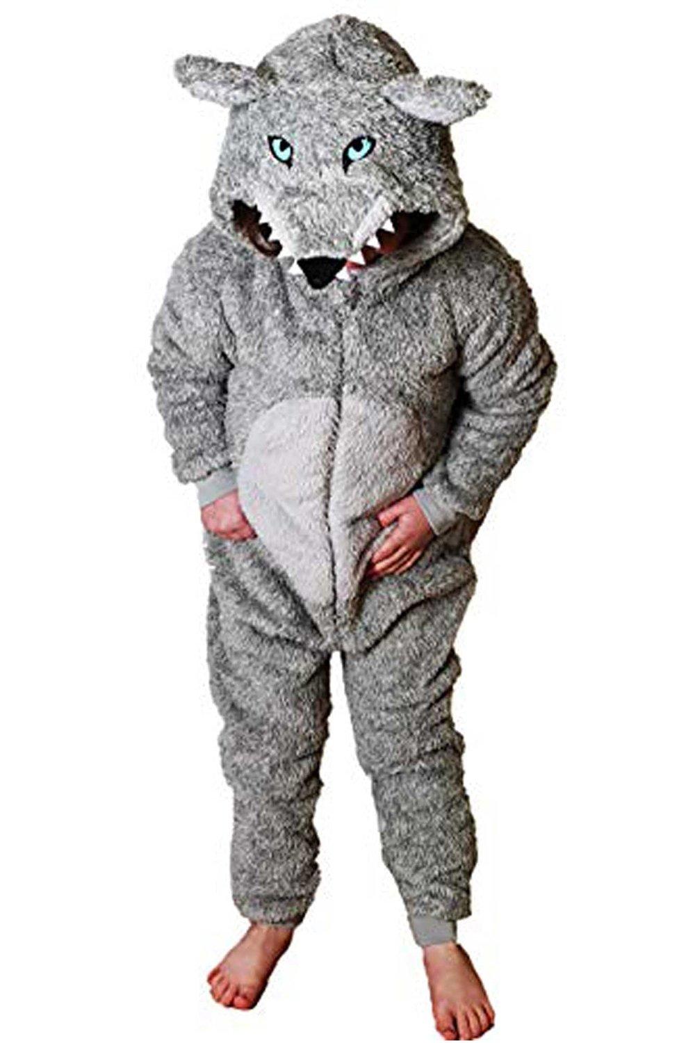 Super Soft Fleece Wolf Onesie All-in-One with Tail