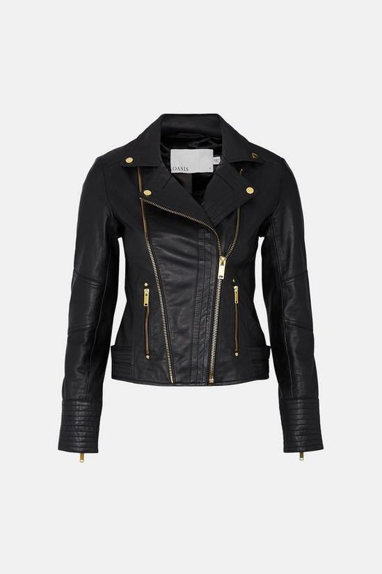Oasis Leather Detail Biker Jacket 5