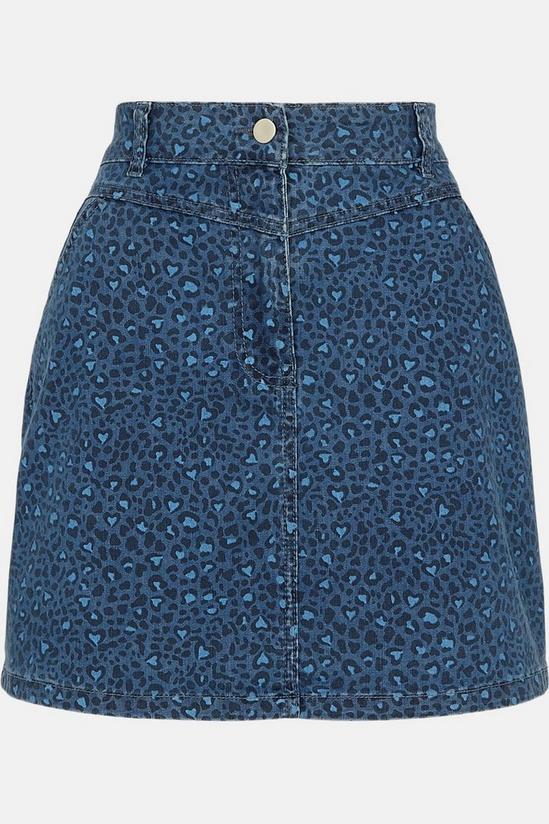Oasis Leopard Print Denim Mini Skirt 4