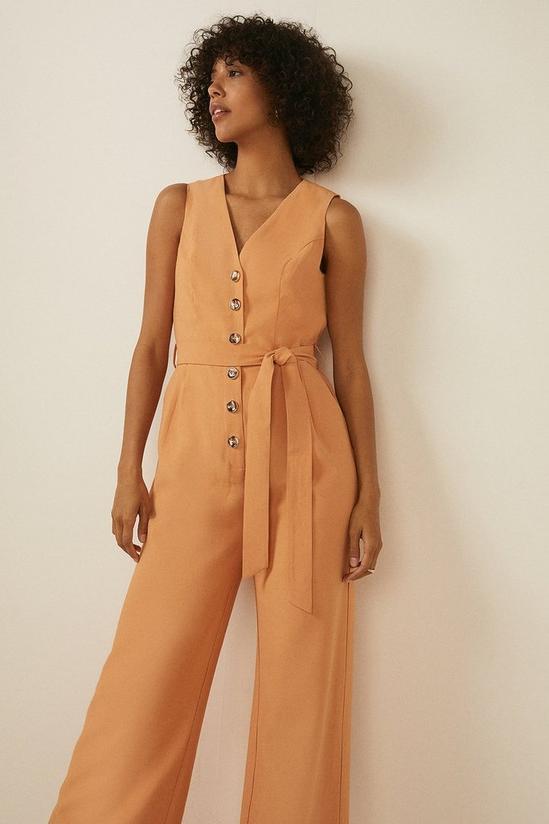 Oasis Belted Linen Look Tailored Jumpsuit 1