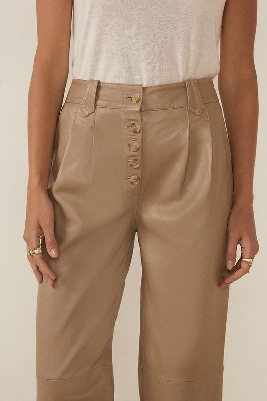 Oasis Button Detail Leather Slim Leg Trouser 2
