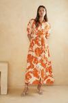 Oasis Tropical Printed Puff Sleeve Linen Look Dress thumbnail 2