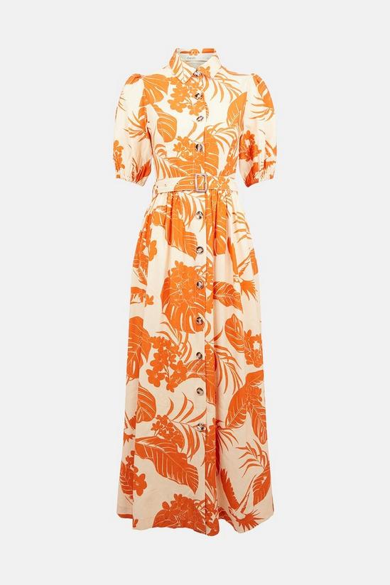 Oasis Tropical Printed Puff Sleeve Linen Look Dress 5