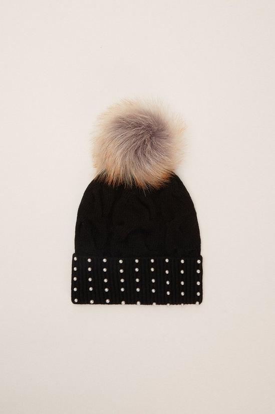 Oasis Embellished Knitted Pom Beanie 1