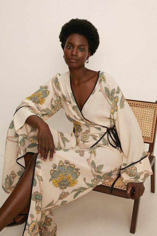 Oasis Paisley Printed Midi Kimono Wrap Dress 2