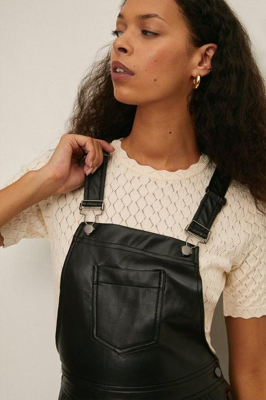 Oasis Faux Leather Dungaree Dress 4