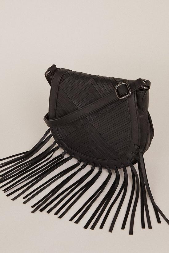 Oasis Leather Tassel Stitch Detail Saddle Bag 2