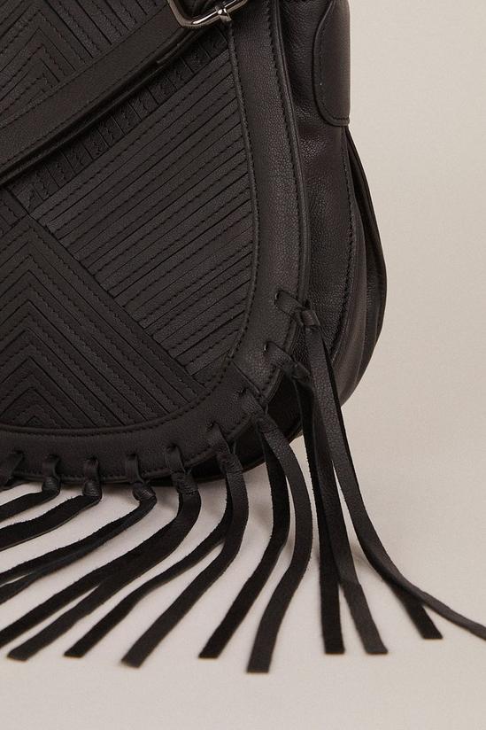 Oasis Leather Tassel Stitch Detail Saddle Bag 3
