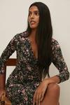 Oasis Slinky Jersey Floral Wrap Ruched Mini Dress thumbnail 2