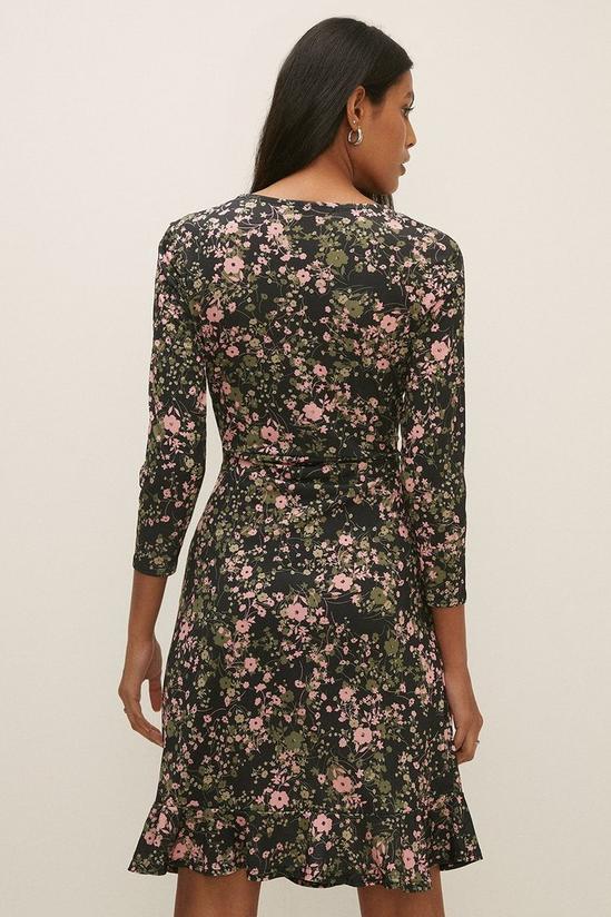 Oasis Slinky Jersey Floral Wrap Ruched Mini Dress 3