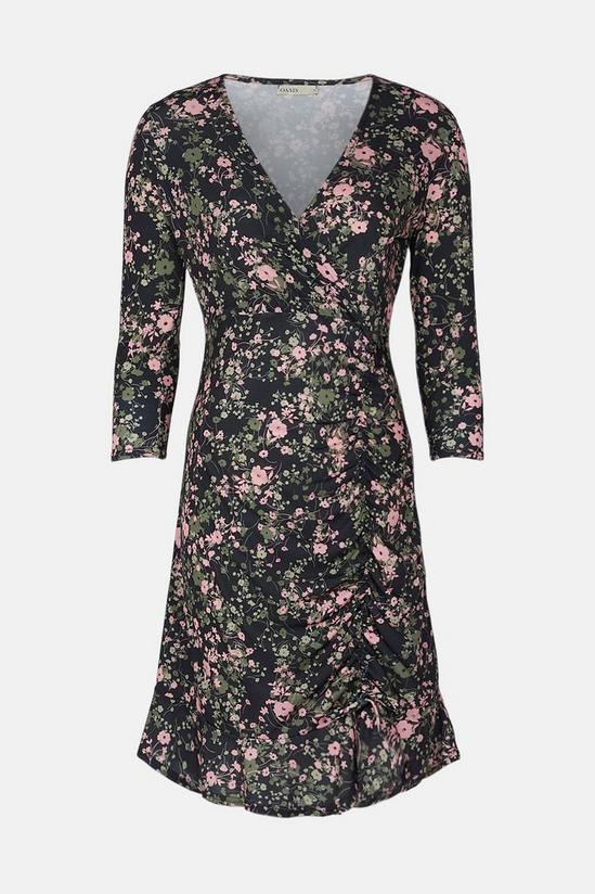 Oasis Slinky Jersey Floral Wrap Ruched Mini Dress 4