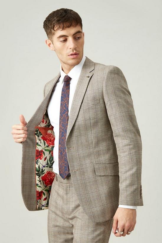 Burton Grey Highlight Check Slim Fit Suit Trouser 1