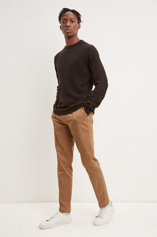 Burton Skinny Fit Tan Pintuck Smart Trousers 2