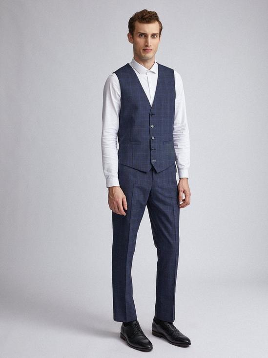 Burton Tailored Fit Navy Tonal Check Suit Trousers 2