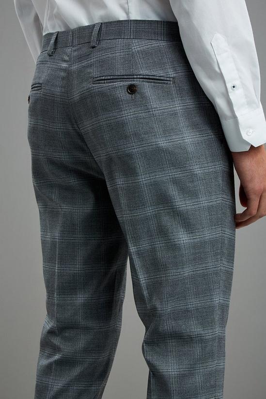 Burton Grey Fine Check Skinny Fit Suit Trousers 4