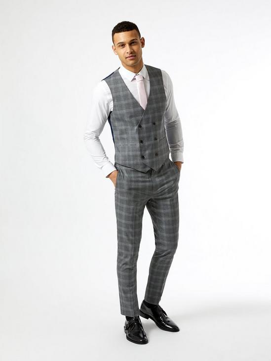 Burton Grey Fine Check Skinny Fit Suit Trousers 5