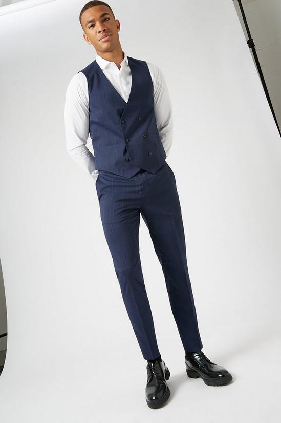Burton Skinny Fit Navy Highlight Check Suit Waistcoat 2