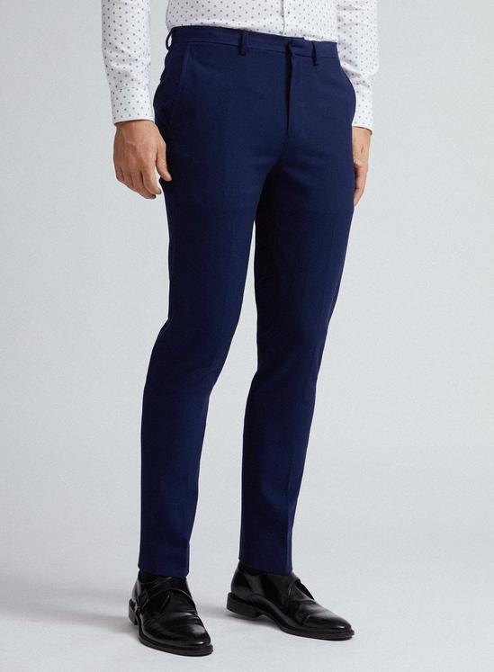 Burton Skinny Fit Navy Texture Suit Trousers 2