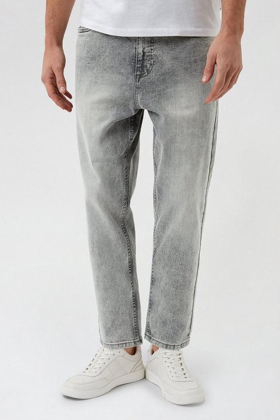 Burton Loose Crop Light Grey Jeans 1