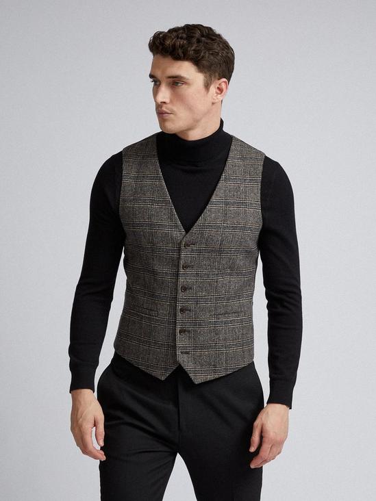 Burton Grey Textured Highlight Check Waistcoat 1