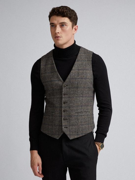 Burton Grey Textured Highlight Check Waistcoat 5