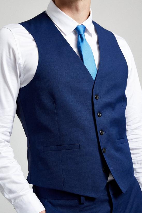 Burton Slim Fit Blue Texture Waistcoat 5