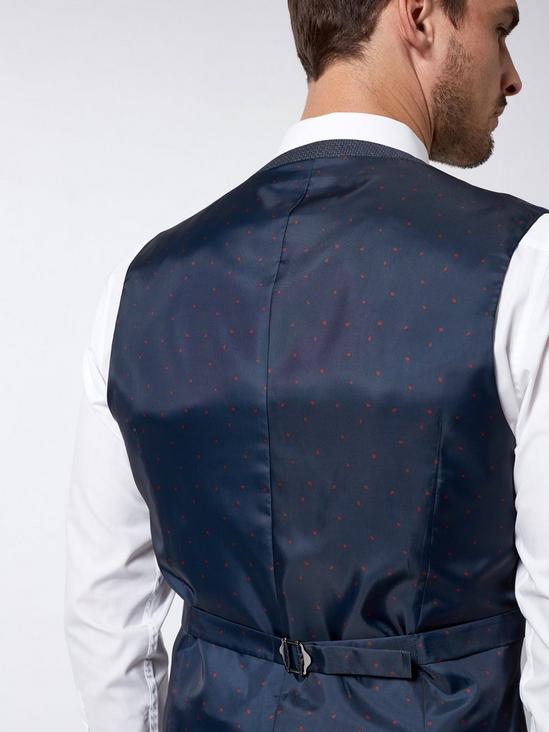 Burton Grey Blue Texture Tailored Fit Waistcoat 2