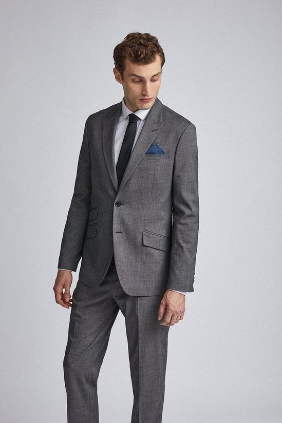 Burton Tailored Fit Charcoal End on End Weave Suit Jacket 1