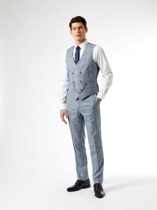 Burton Light Blue Pow Check Slim Fit Suit Trousers 5