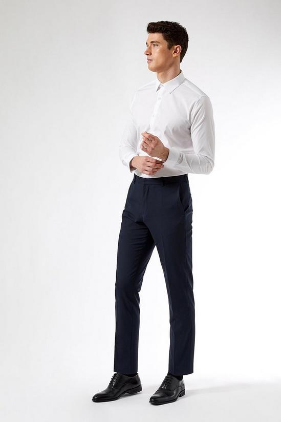 Burton Tailored Fit Stretch Navy Trousers 1