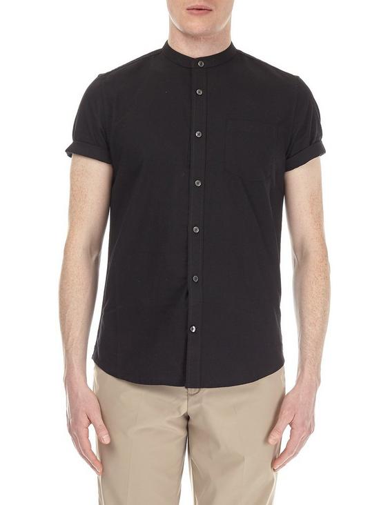 Burton Black Short Sleeve Grandad Oxford Shirt 1