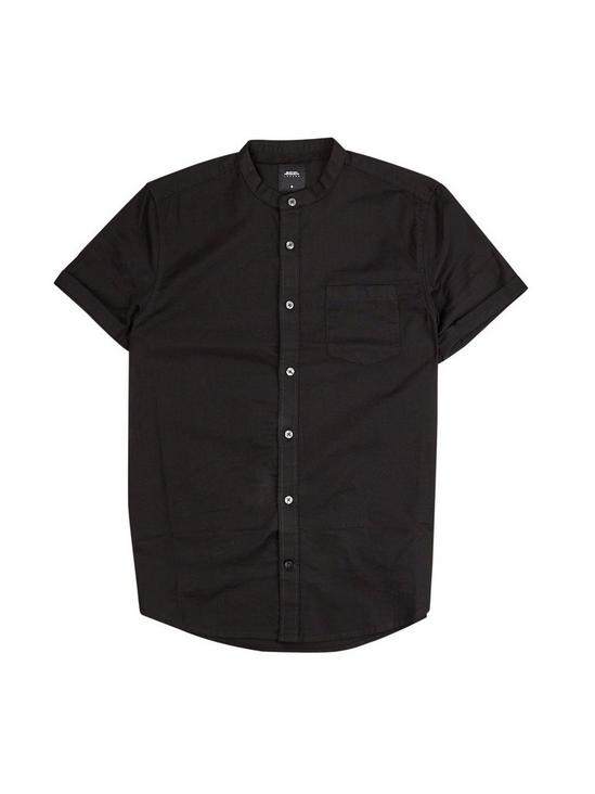 Burton Black Short Sleeve Grandad Oxford Shirt 2