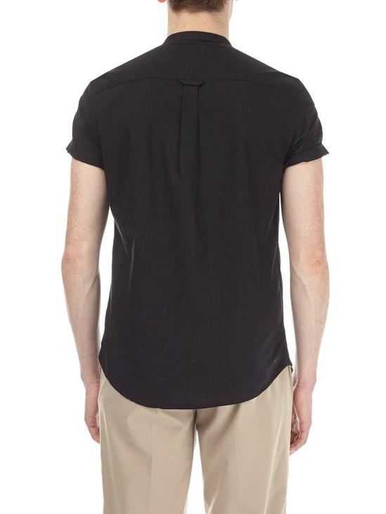 Burton Black Short Sleeve Grandad Oxford Shirt 3