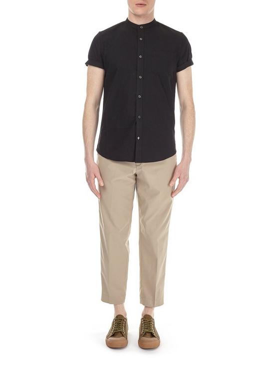 Burton Black Short Sleeve Grandad Oxford Shirt 5