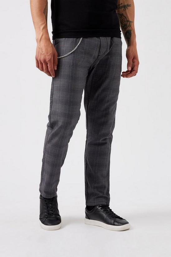Burton Grey Micro Check Side Pocket Trousers 1