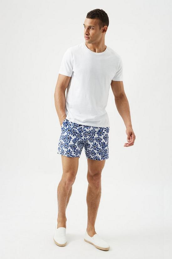 Burton White Large Abstract Floral Print Swim Shorts 2