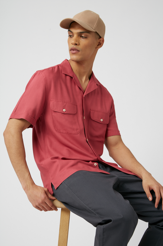 Burton Red Double Pocket Viscose Shirt 1