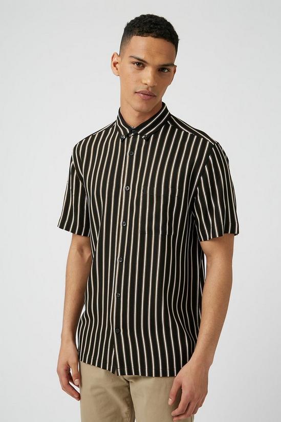 Burton Black Viscose Stripe Shirt 1